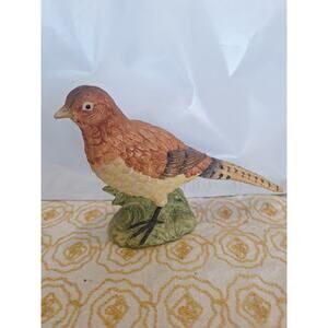 Vintage hand painted pheasant figurine realistic game bird resin decor